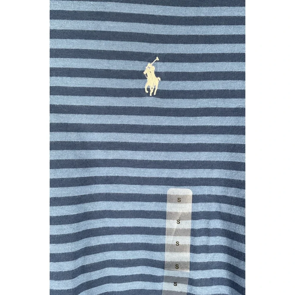 NWT‎ Men Classic Polo Ralph Lauren Short Sleeve Striped T-Shirt Navy & Lt Blue S